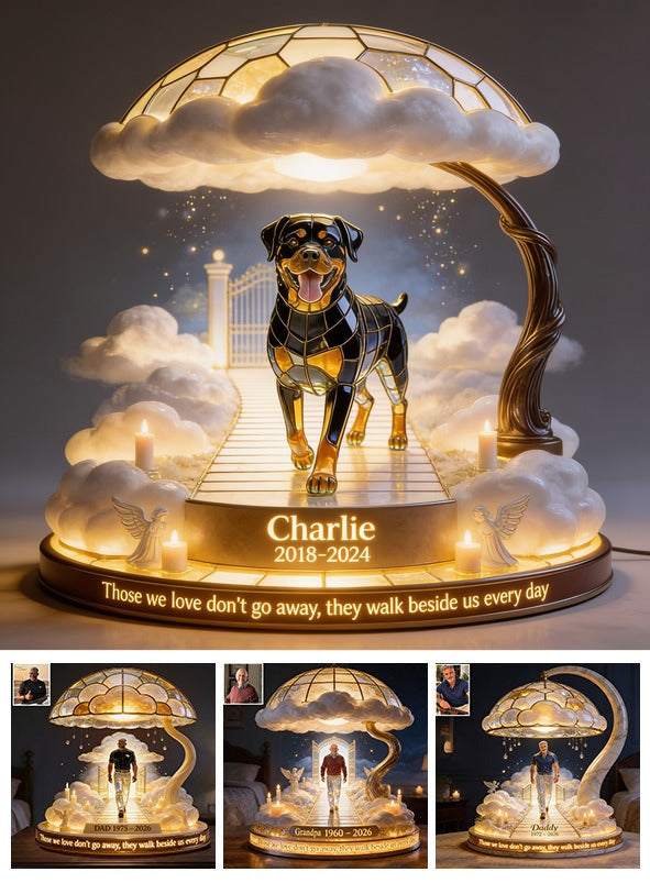 Personalized Adult Black and Tan Rottweiler Memorial Acrylic LED Night Light Pet Loss Gift