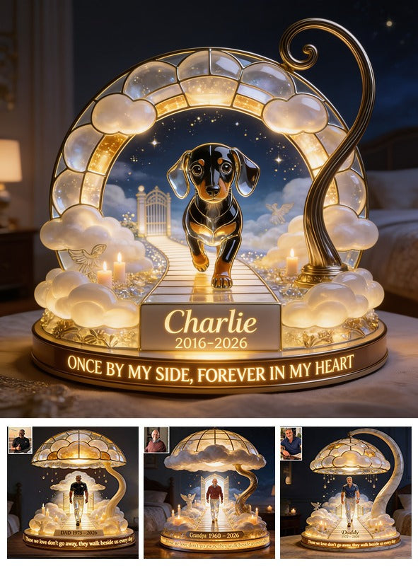 Personalized Memorial Black and Tan Dachshund Puppy Acrylic LED Night Light