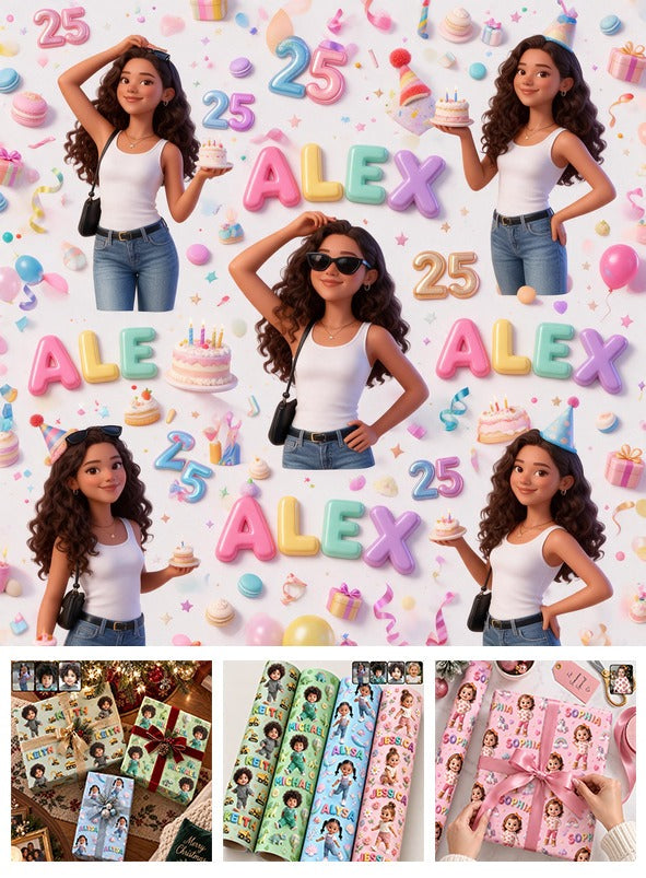 Personalized 25th Birthday Latina Woman Wrapping Paper, Gift Wrap for Her