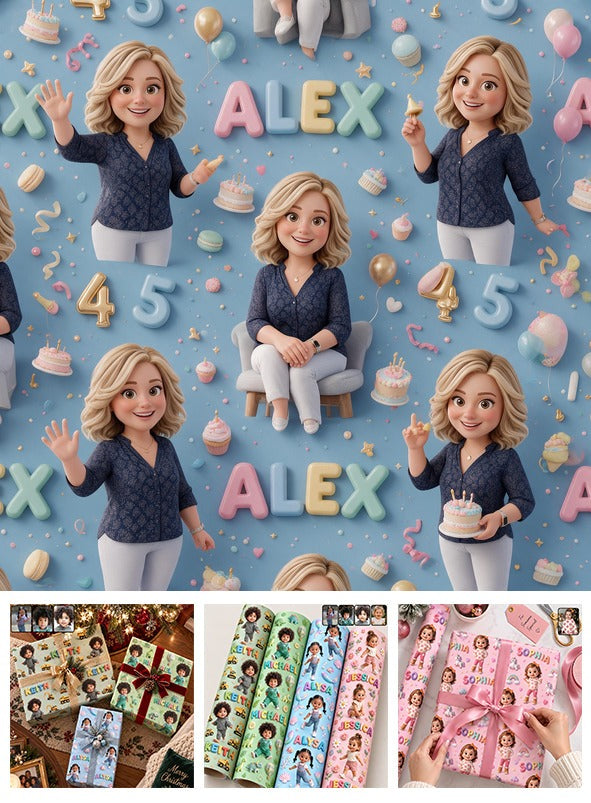 Personalized 45th Birthday Middle-Aged Woman Wrapping Paper Gift for Mom Wife