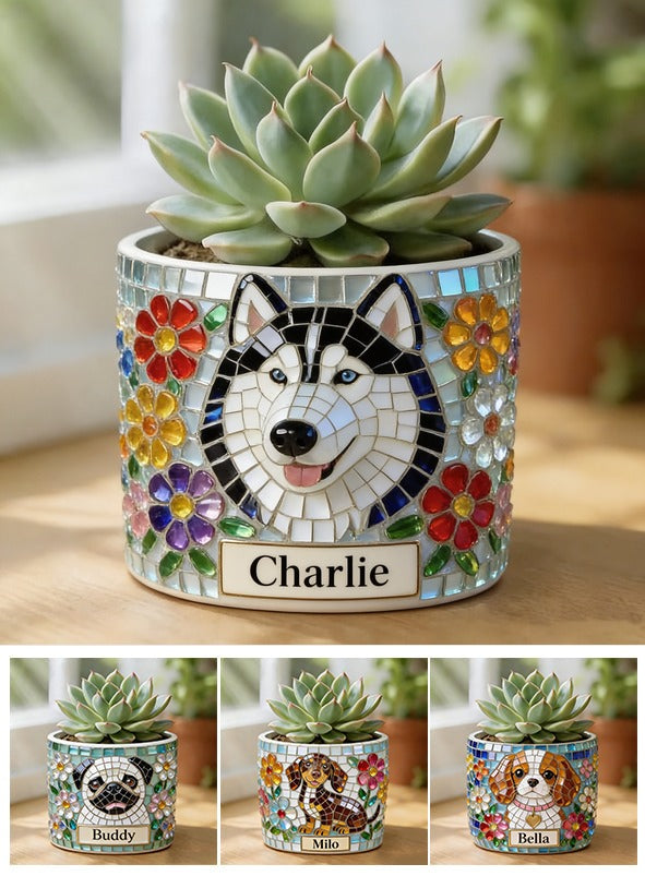Personalized Siberian Husky Ceramic Plant Pot Dog Lover Gift
