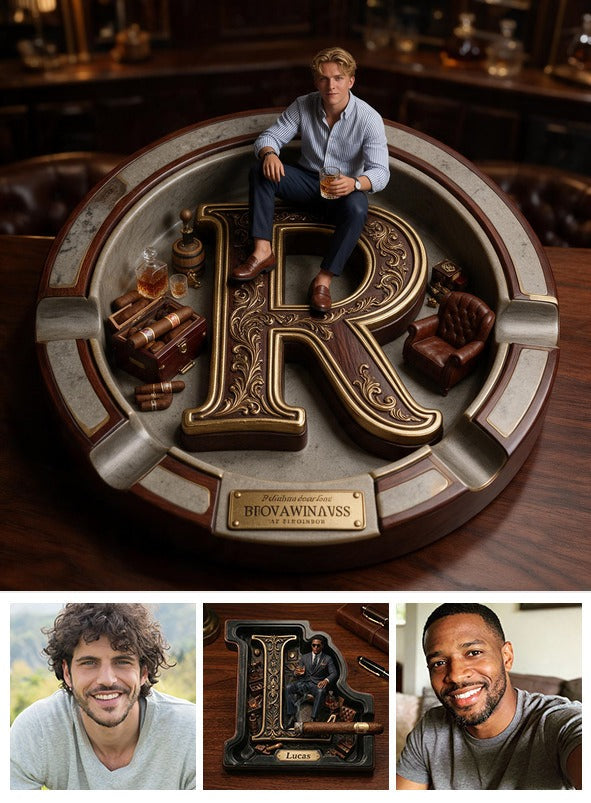 Custom Photo Man Wooden Catch-All Tray Gift for Him Husband Boyfriend Son
