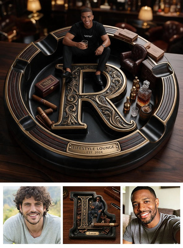 Custom Photo Black Man Wooden Catch All Tray, Gift for Husband Boyfriend Son
