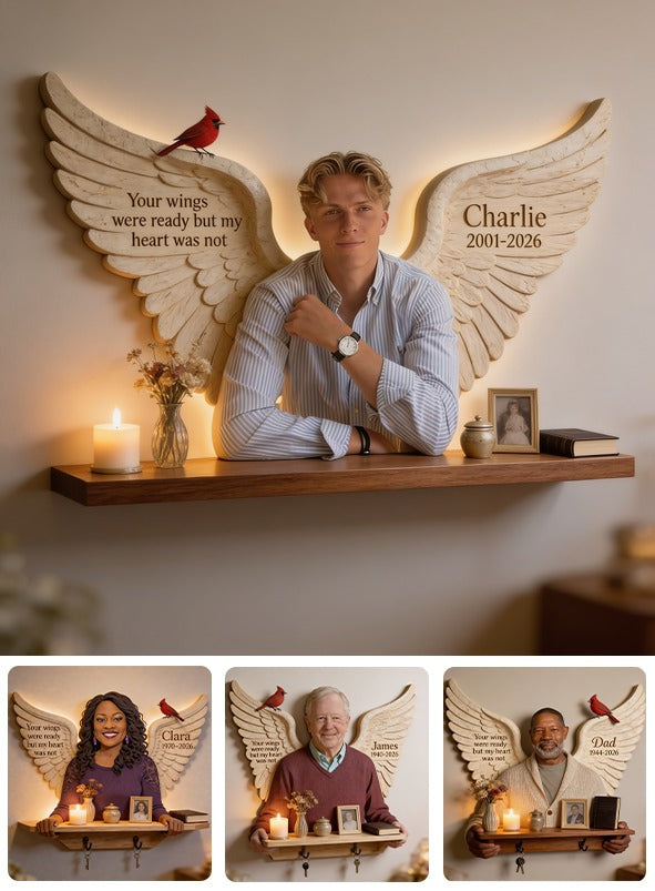 Personalized Memorial Man 2001-2026 Wooden Floating Shelf Wall Decor