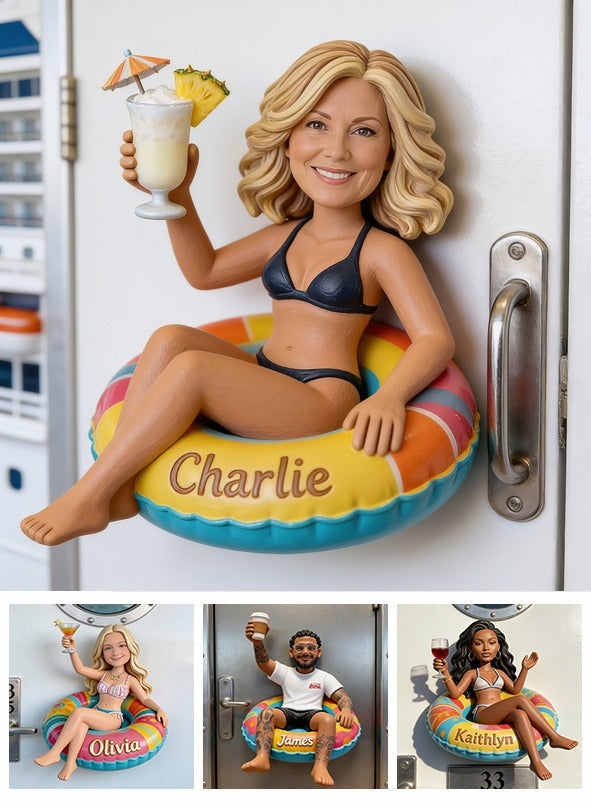 Personalized Middle-Aged Woman Cruising 3D Magnet, Gift for Mom Wife
