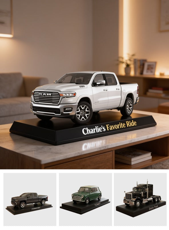 Personalized White Ram Pickup Truck Custom Shaped Acrylic Plaque Car Lover Gift