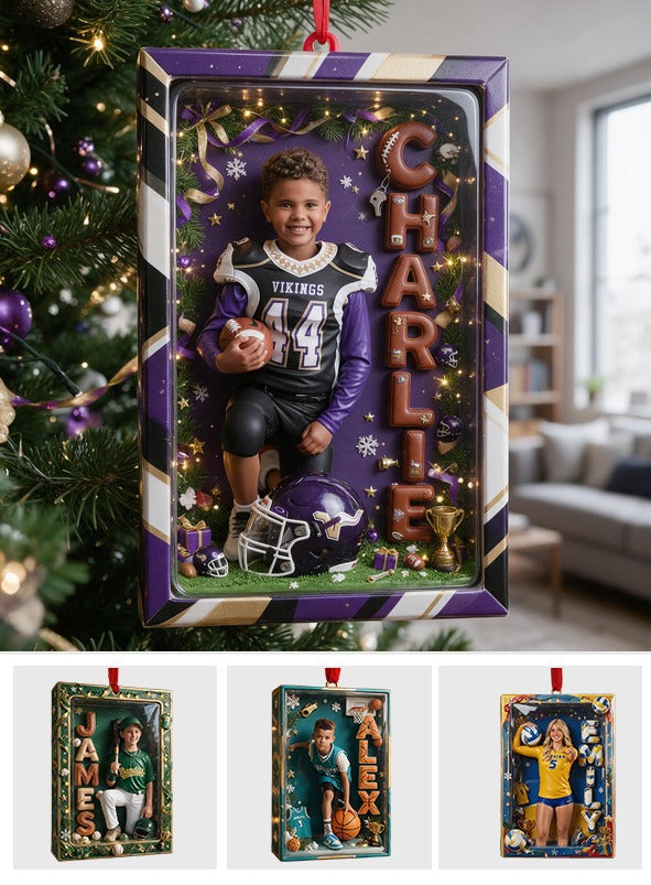 Personalized Christmas Latino Youth American Football Player Acrylic Ornament