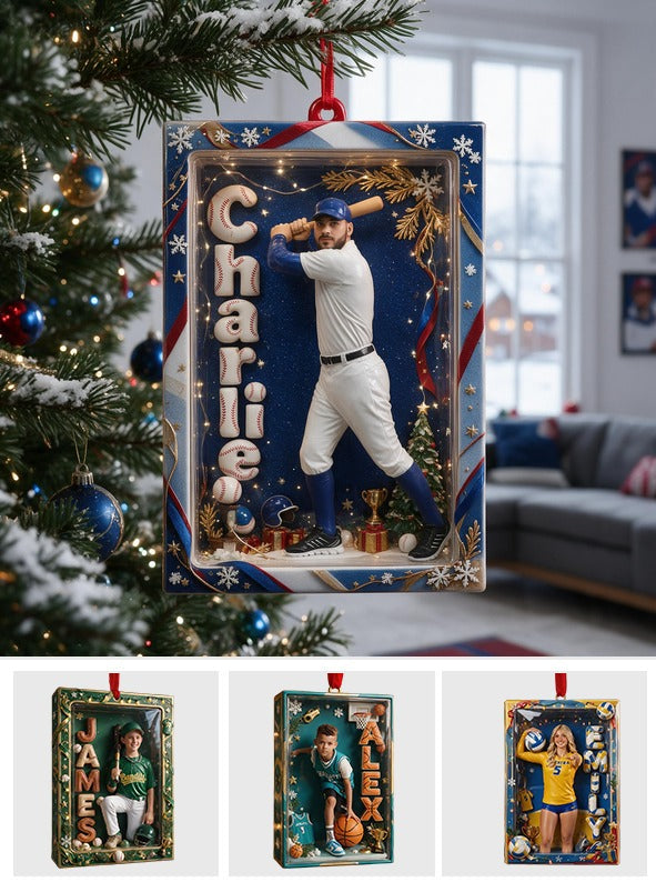 Personalized Latino Baseball Player Christmas Ornament