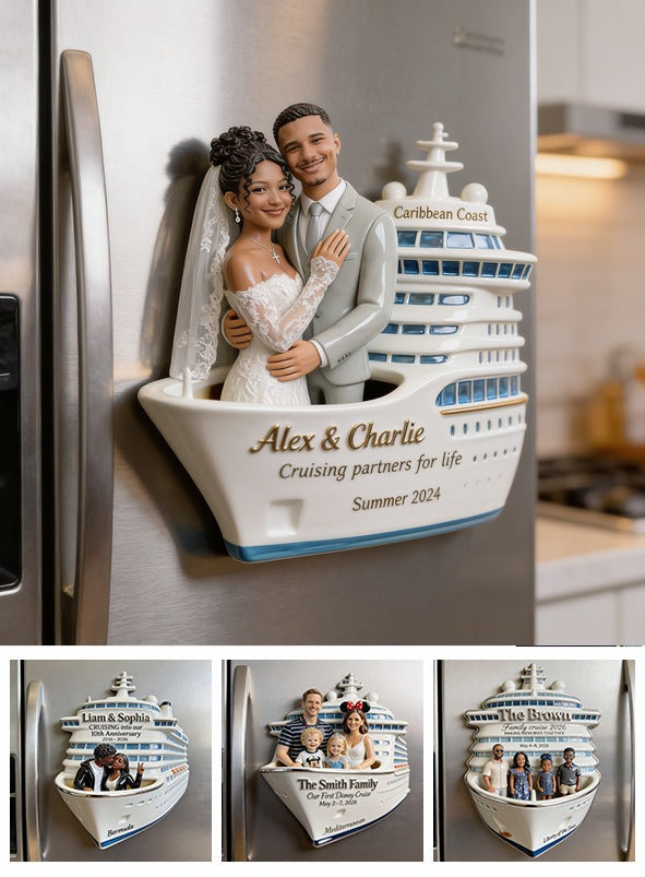 Personalized Wedding Latino Couple Cruise Fridge Magnet Keepsake Gift