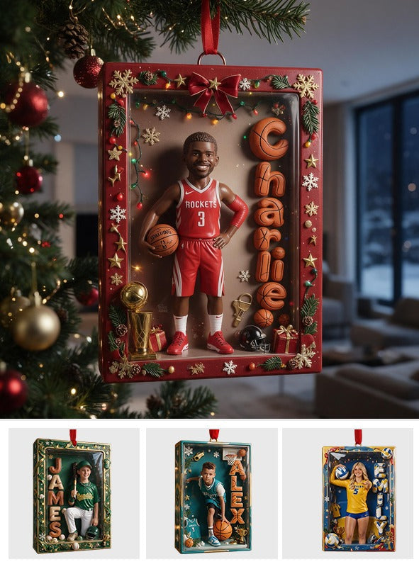 Personalized Christmas Black Man Basketball Player Ornament