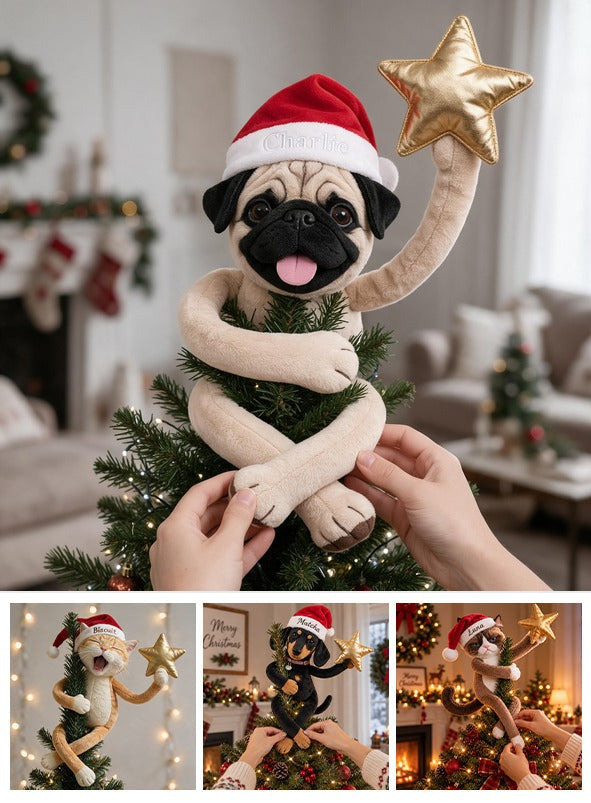 Personalized Christmas Fawn Black Mask Pug Posable Plush Doll Gift