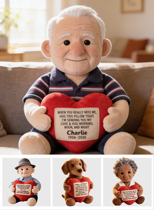 Personalized Older Man Grandpa Memorial Faux Fur Shaped Pillow Sympathy Gift