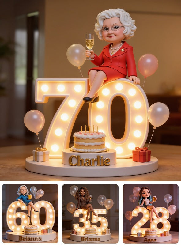 Personalized 70th Birthday Older Woman Custom Shaped Acrylic Plaque, Gift for Grandma Mom Wife