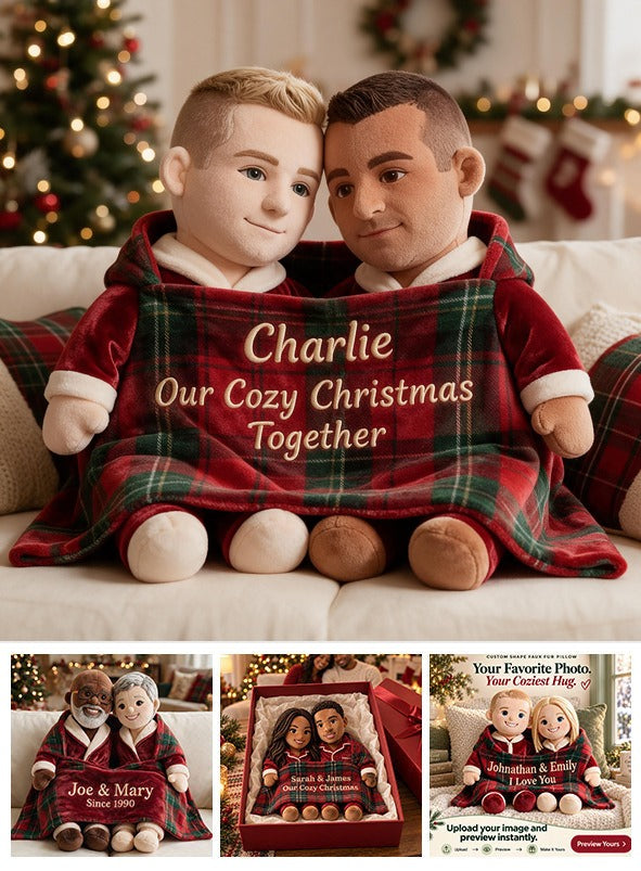 Personalized Christmas Gay Couple Faux Fur Pillow LGBT Holiday Gift