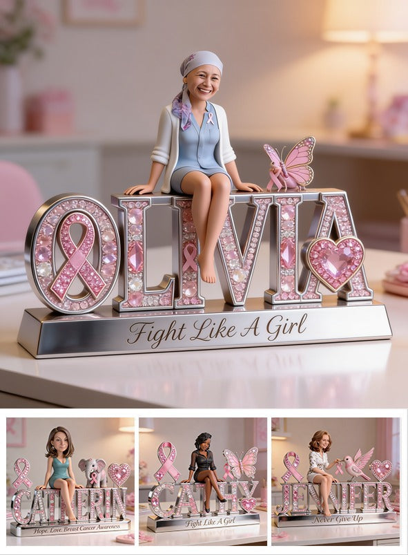 Custom Photo Breast Cancer Awareness Middle-Aged Breast Cancer Woman Acrylic Plaque Desk Decor