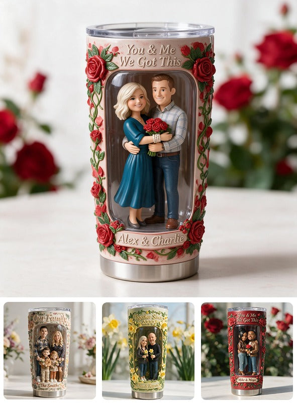 Custom Photo Middle-Aged Couple Tumbler - Personalized Husband & Wife Gift