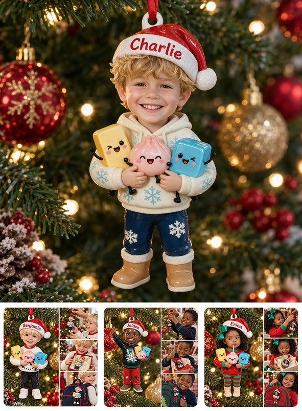 Personalized Christmas Little Boy Premium 3D Ornament Gift for Son Grandson Nephew