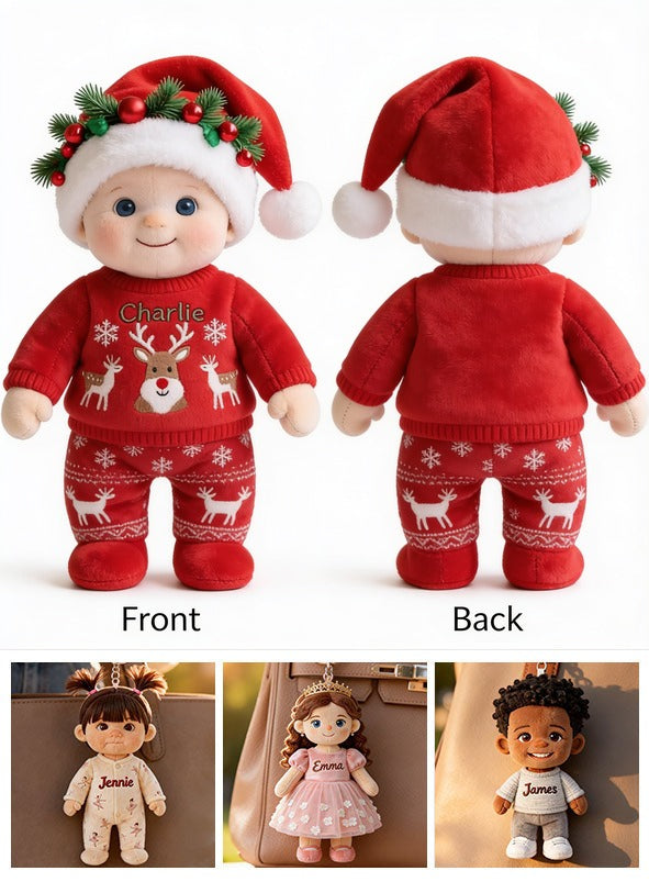 Personalized Christmas Baby Boy Plush Keychain Holiday Gift