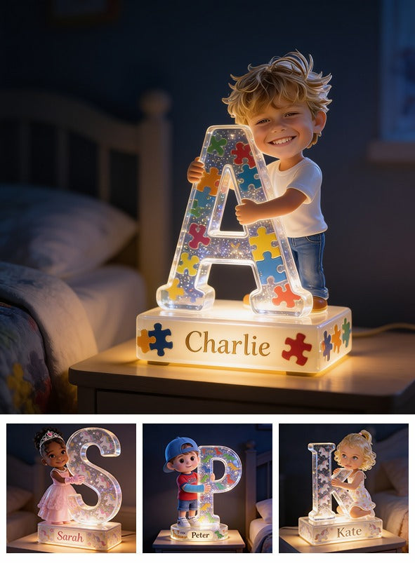 Personalized Little Boy Acrylic LED Night Light Kids Bedroom Gift