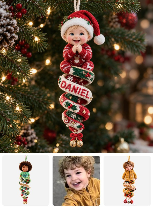 Custom Photo Christmas Baby Boy Plush Ornament Christmas Gift