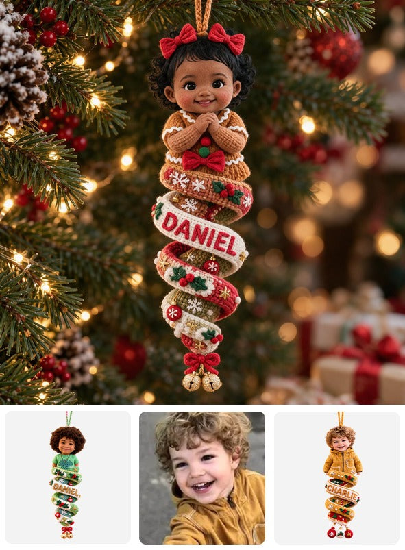 Custom Photo Christmas Black Christmas Baby Girl Gingerbread Costume Plush Ornament Gift