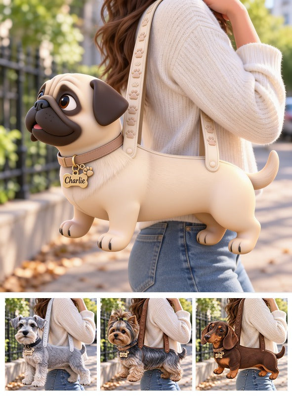 Personalized Fawn Pug Puppy Custom Shape Tote Bag Dog Lover Gift