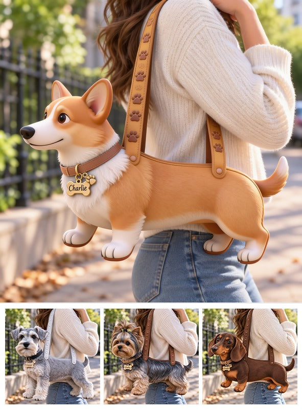 Personalized Tan and White Pembroke Welsh Corgi Custom Shape Tote Bag