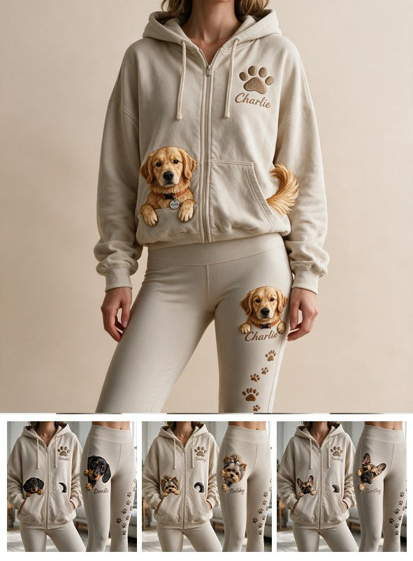 Personalized Adult Golden Retriever Zip Hoodie & Leggings Loungewear Set