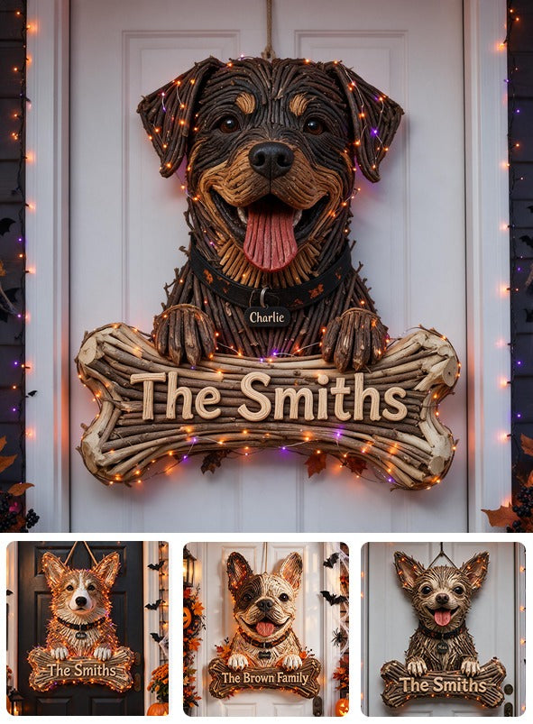 Personalized Halloween Black and Tan Adult Rottweiler LED Light Acrylic Sign