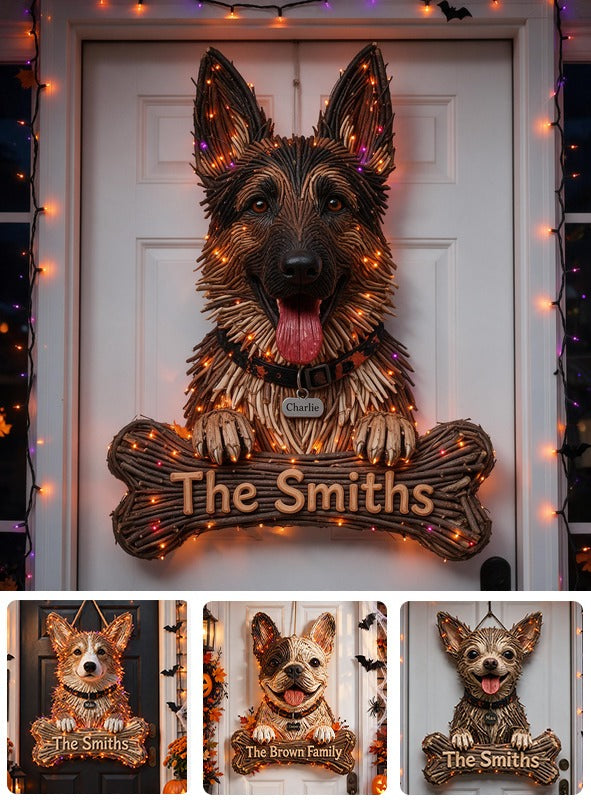 Personalized Halloween Black and Tan Adult German Shepherd LED Acrylic Sign