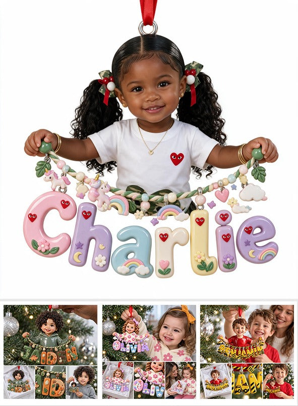 Personalized Black Little Girl Custom Name Acrylic Ornament Gift for Kids
