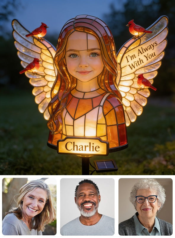 Personalized Little Girl Memorial Solar Garden Light Sympathy Outdoor Keepsake