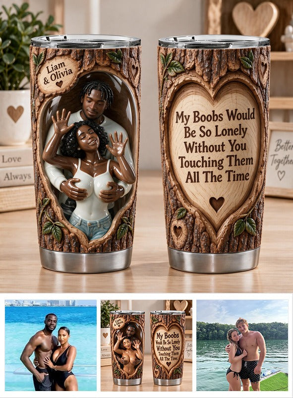 Custom Photo Black Couple Spicy Funny Husband Wife Tumbler