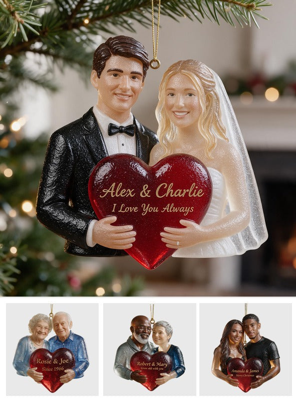 Ornement en Verre Personnalisé pour Couple de Mariage