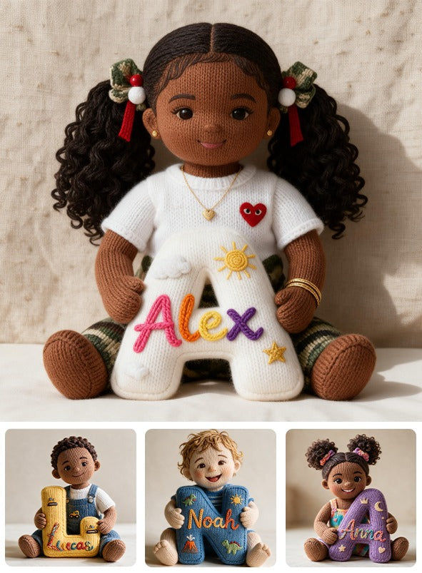 Personalized Custom Photo Black Little Girl Faux Fur Pillow Kids Gift