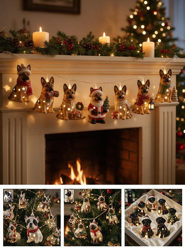 Personalized Custom Photo Christmas Black and Tan Adult German Shepherd String Lights Holiday Decor