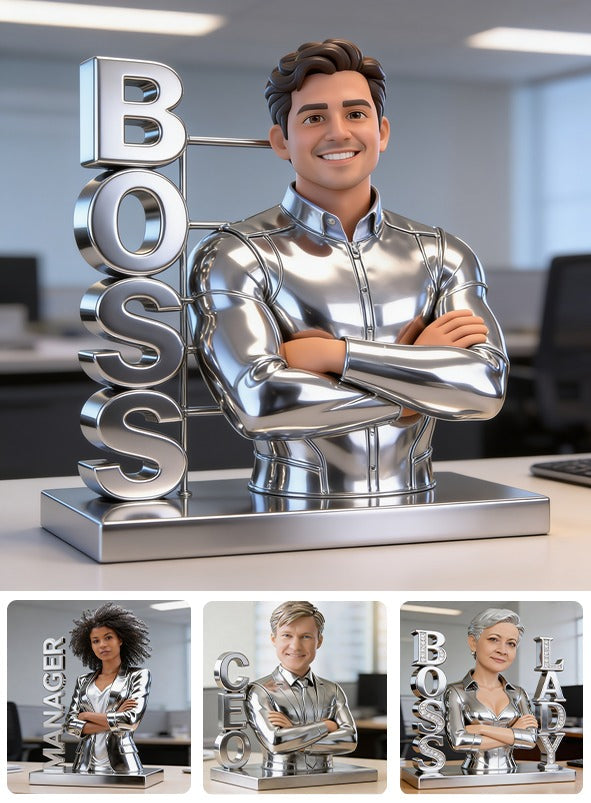 Personalized Custom Photo Latino Male Boss Shaped Acrylic Plaque Office Decor