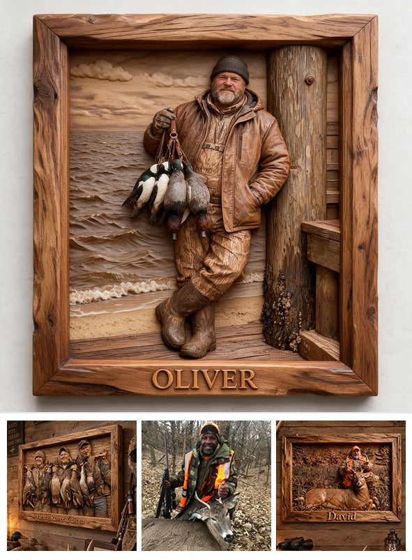 Personalized Custom Photo Middle-Aged Duck Hunter Wood Sign Hunting Wall Decor Gift