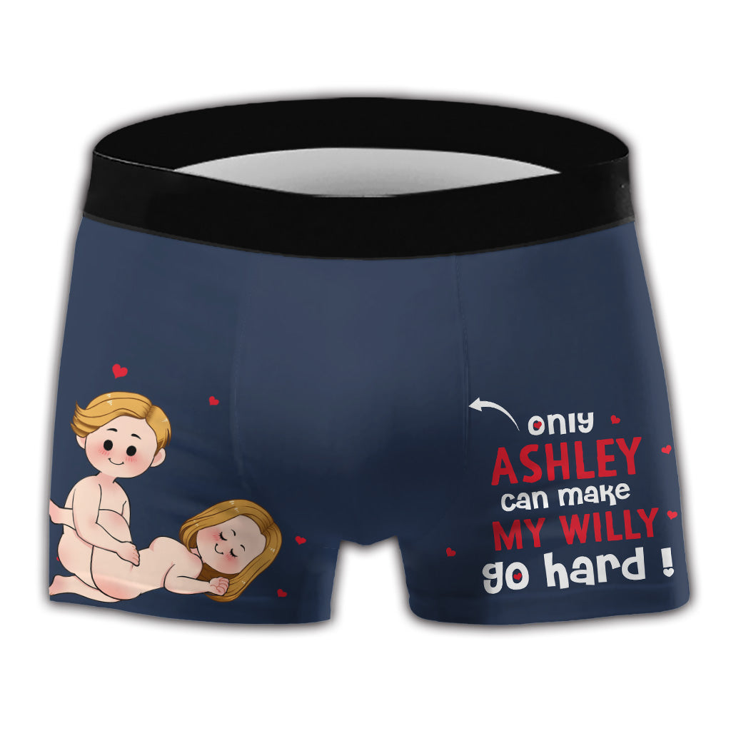 My Willy Go Hard - Personalized Couple Men Boxer Briefs