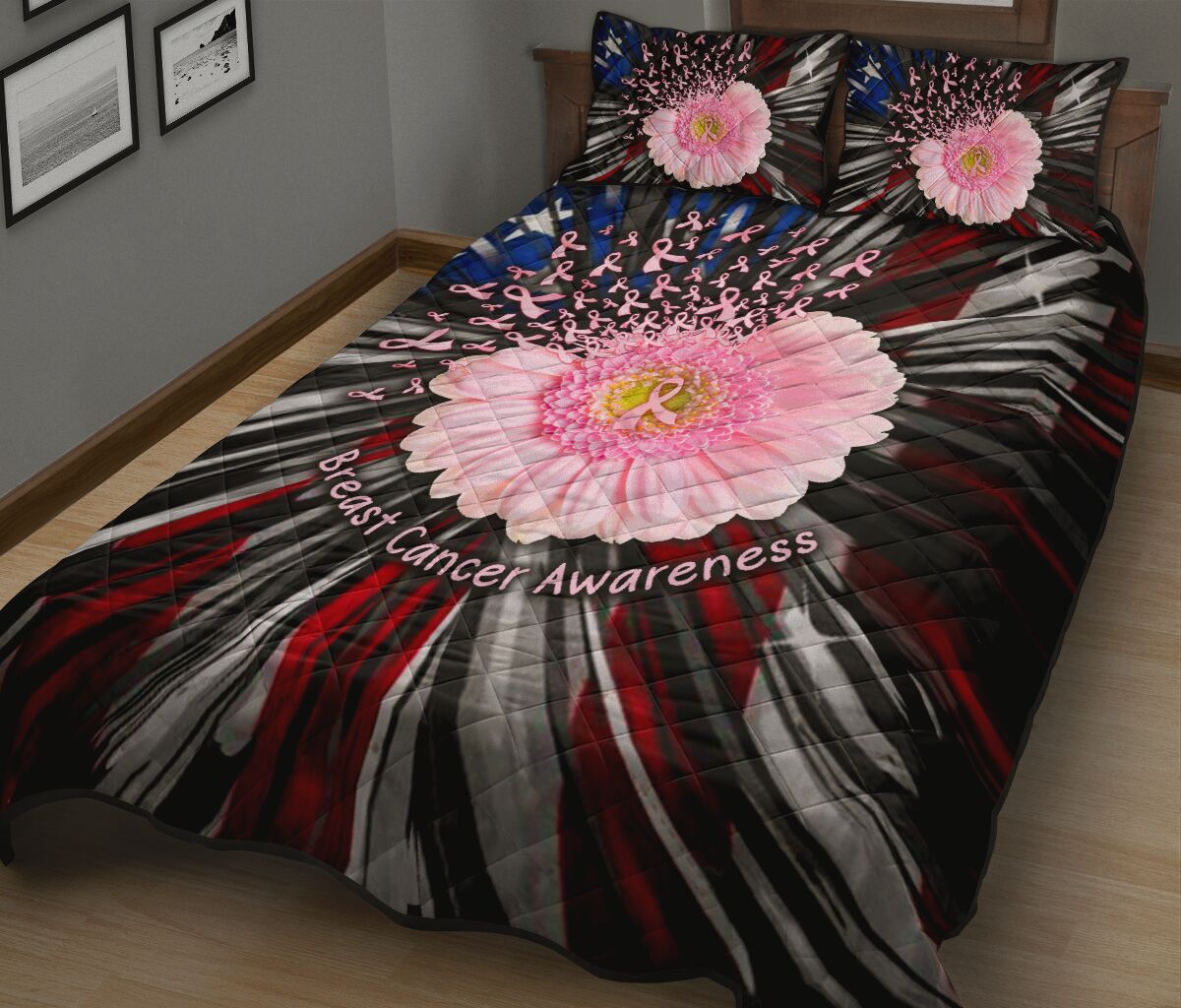 Ensemble de courtepointe de sensibilisation au cancer du sein 0622