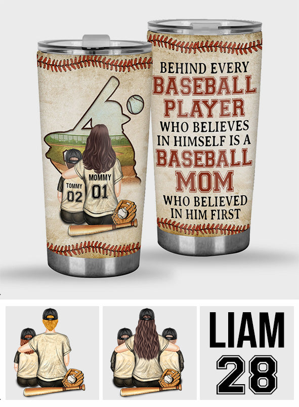 Behind Every Baseball Player - Personalized Baseball Tumbler