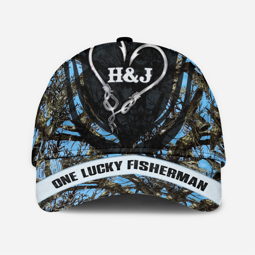 Un pêcheur chanceux - Cadeau de pêche pour mari, petit ami, père, grand-père - Casquette classique personnalisée