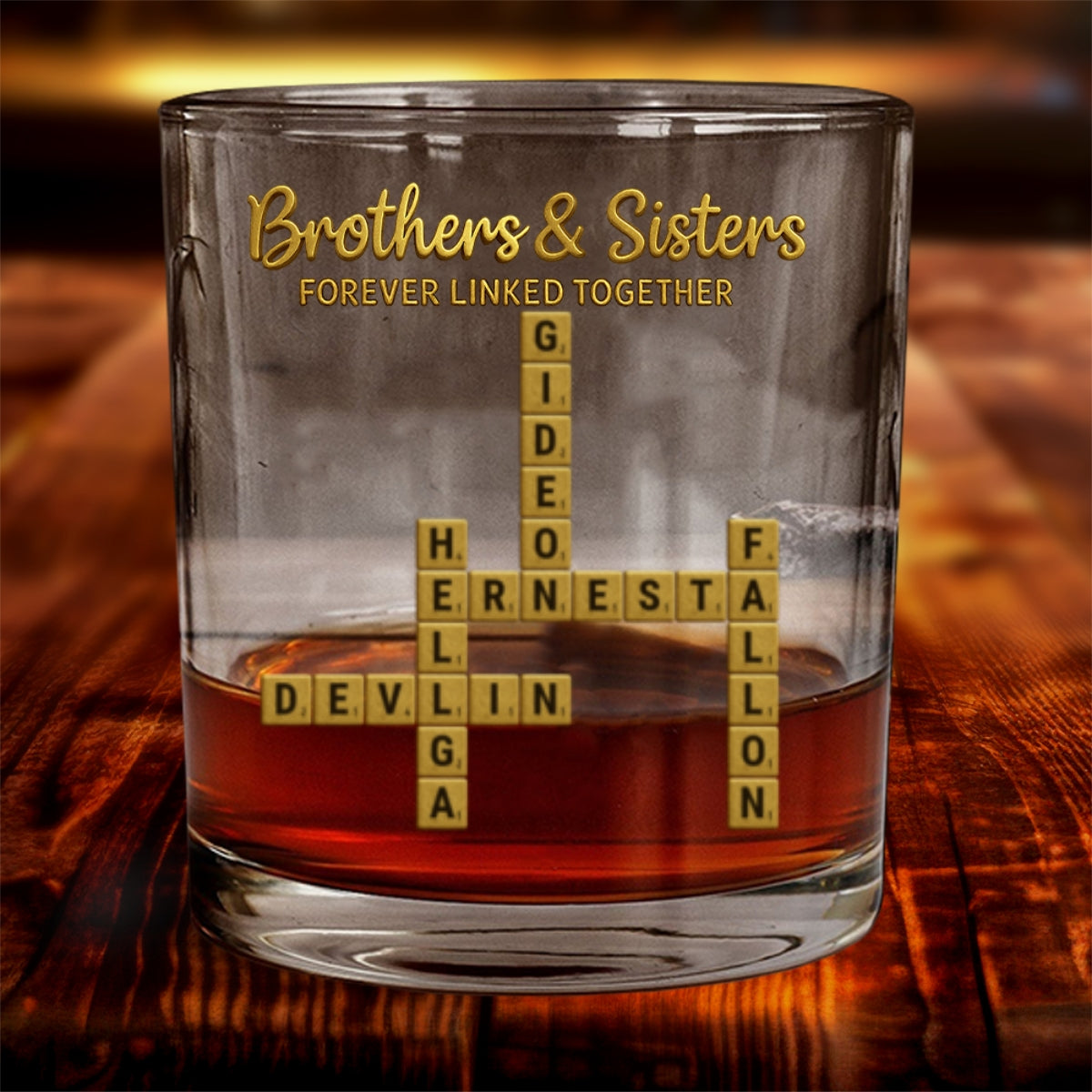 Mots croisés Scrabble pour frères et sœurs - Verre à whisky personnalisé pour frères et sœurs
