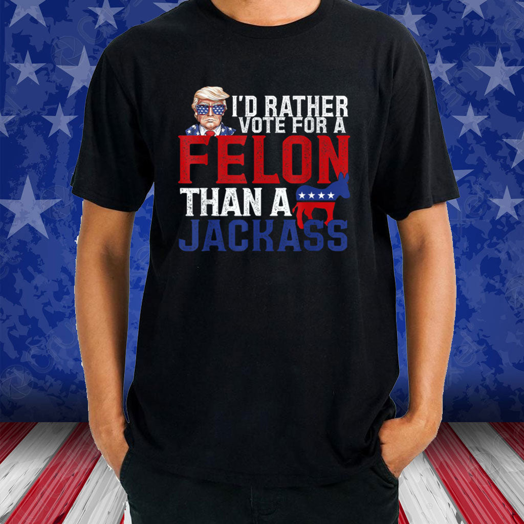 T-shirt « Je préfère voter pour un criminel », T-shirt humoristique sur les élections, T-shirt graphique patriotique, T-shirt et sweat à capuche drapeau américain président Trump