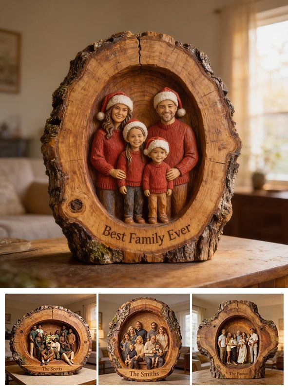 Personalized Christmas Family of Four Custom Shaped Acrylic Plaque Holiday Gift