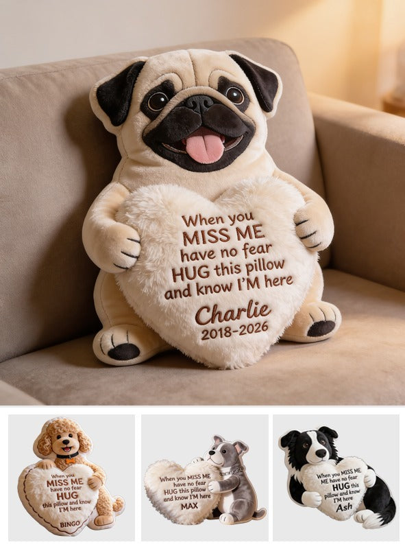 Personalized Fawn Pug Memorial Faux Fur Shaped Pillow Pet Loss Gift