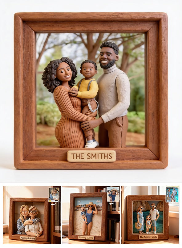 Personalized Custom Photo Black Family of Three Custom Shaped Acrylic Plaque Keepsake Gift