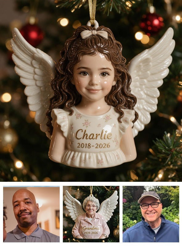 Personalized Christmas Latina Little Girl Angel 3D Memorial Ornament