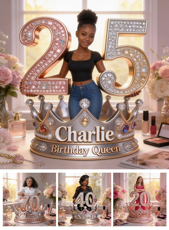 Personalized 25th Birthday Black Woman Birthday Queen Custom Acrylic Plaque