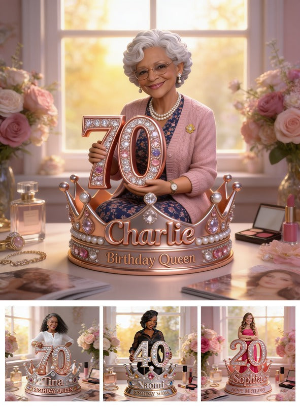 Personalized 70th Birthday Older Black Woman Custom Acrylic Plaque Birthday Queen Gift